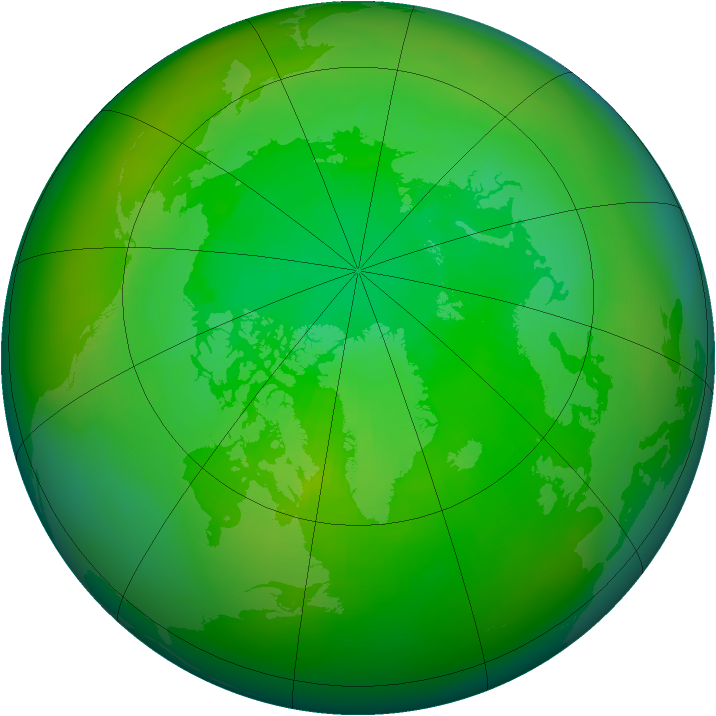 Arctic ozone map for July 1983